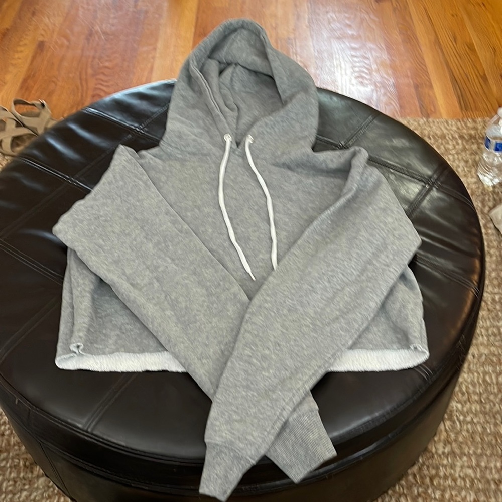 EUC cropped hoodie- raw edge bottom